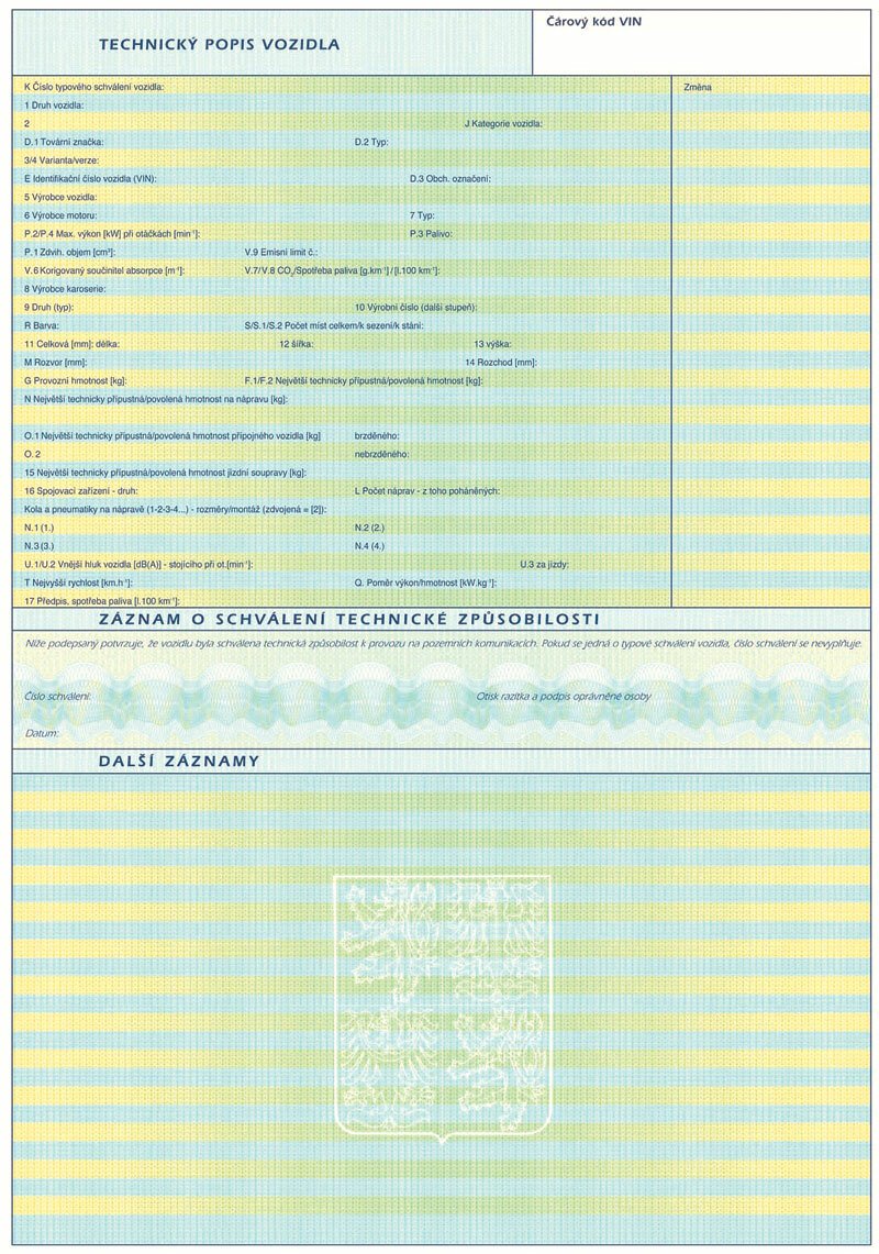 Osvědčení o registraci vozidla (Technický průkaz)