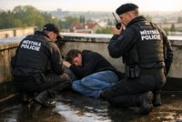 Na střeše už hodiny leží muž a nehýbe se, volala svědkyně pražským strážníkům. Začal boj o život