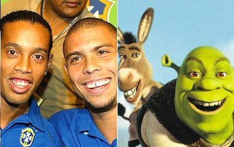Brazilští fotbalisté Ronaldo (29) a Ronaldinho (26) 
