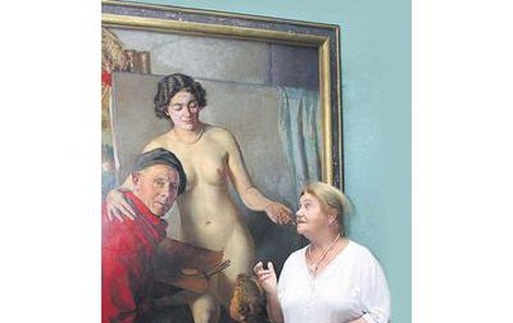 Marie Brázdová na obraze se svým manželem, který namaloval před šedesáti lety a Marie Brázdová dnes. 