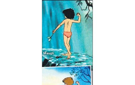 Mauglí hází kámen v Knize džunglí z roku 1967 a Krištůfek Robin v naprosto stejné scéně z Medvídka Pú o deset let později.