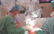 Plastičtí chirurgové Tomáš Kempný a Thomas Schoeller (vlevo)z rakouského Innsbrucku při náročném operačním zákroku. Při něm vytvořili ženě nový prs z tkáně jejího podbřišku.