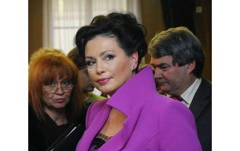 Po celou dobu tiskové konference měla Jana Bobošíková vyhrnutou jednu klopu saka.
