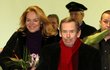 Václav Havel a Dagmar Havlová, když 29. ledna odcházeli z nemocnice.