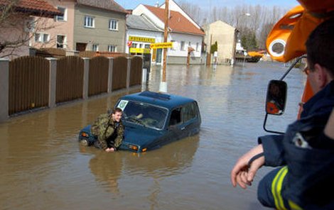 Zaplavená část Olomouce.