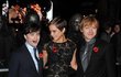 Zleva Daniel Radcliffe, Emma Watson a Rupert Grint na čtvrteční premiéře.