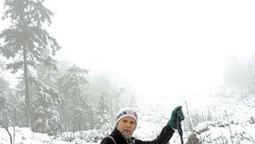 Výstupáře Jiřího Mánka zastihl o víkendu první prosincový sníh. 