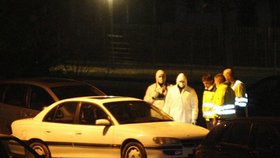Police prohledává bílý sedan, v němž se ukradené obrazy našly