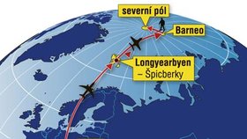 Expedice startuje 22. března. Prvním cílem je základna Longyearbyen na Špicberkách. Tady vyzvedne dvojici ruský letoun a dopraví ji na polární základnu Barneo.