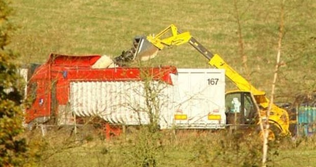 Jedna z farem v Suffolku, kde právě probíhá ´čistka´. Tisíce kusů mrtvé drůbeže jsou nakládány do kontejnerů