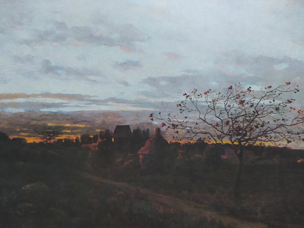 Chittussiho obraz Západ slunce u Fontainebleau
