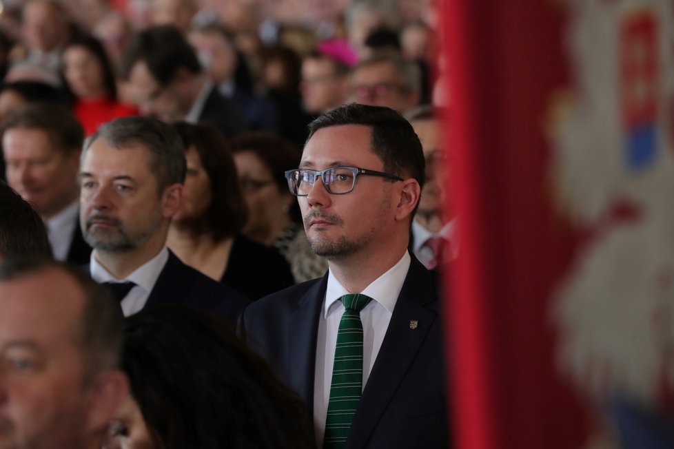 Jiří Ovčáček během inauguračního projevu prezidenta