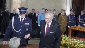 Prezident Miloš Zeman během své inaugurace (8. 3. 2018)