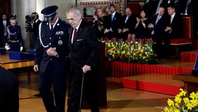 Prezident Miloš Zeman během své inaugurace (8. 3. 2018)