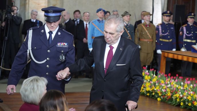 Prezident Miloše Zeman během své inaugurace (8. 3. 2018)