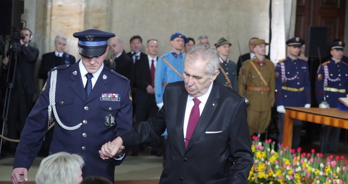 Prezident Miloš Zeman během své inaugurace (8. 3. 2018)