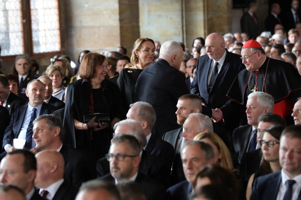 Václav Klaus a Dagmar Havlová na inauguraci Miloše Zemana (8. 3. 2018)