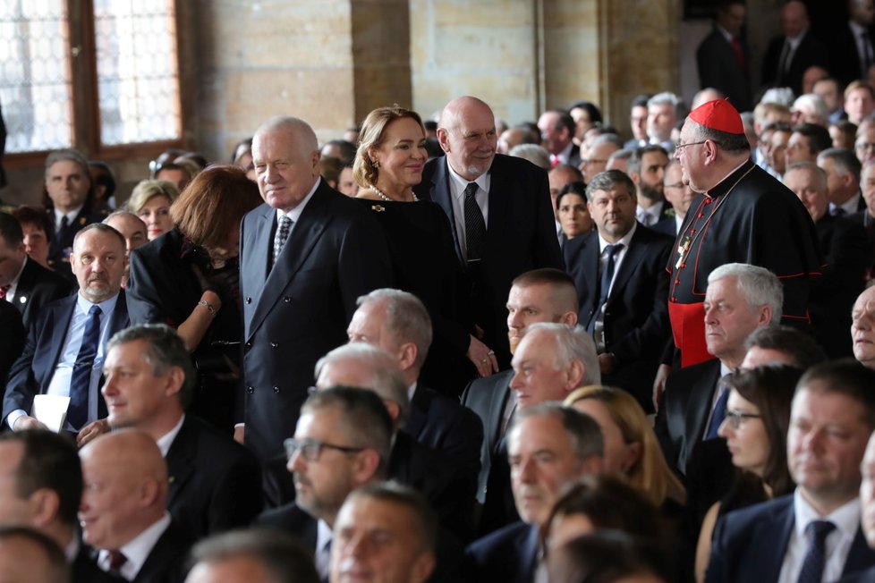Václav Klaus a Dagmar Havlová na inauguraci Miloše Zemana (8. 3. 2018)