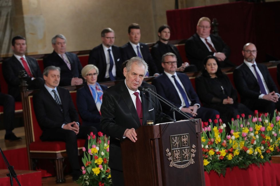 Zeman během inauguračního projevu (8. 3. 2018)