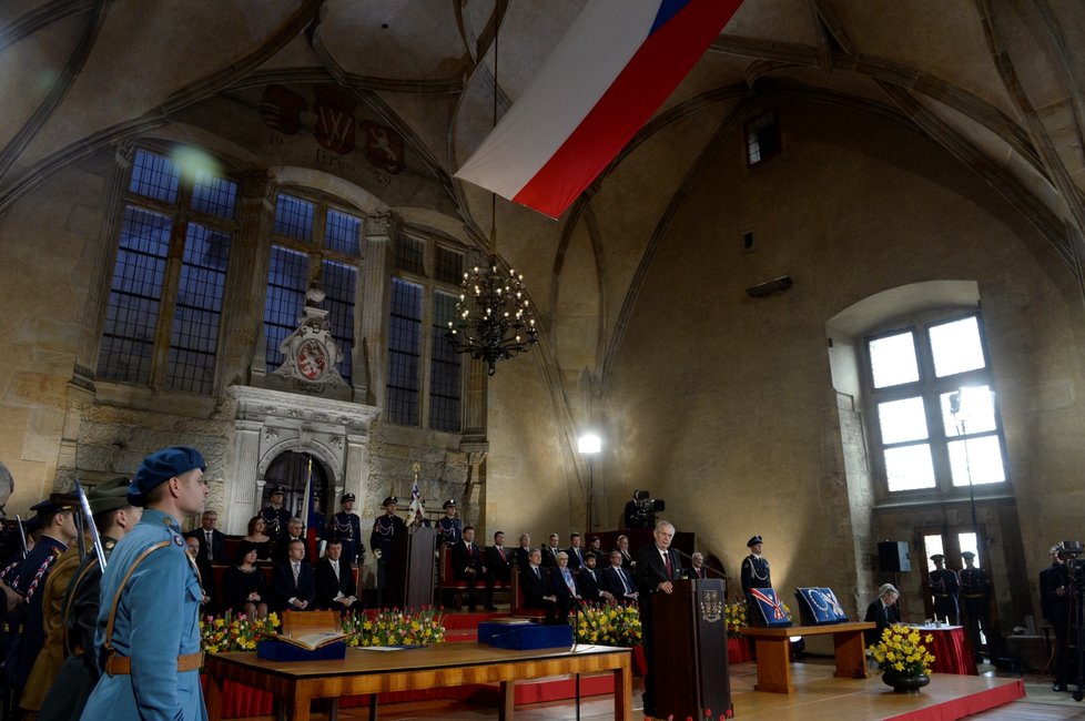 Zeman během inauguračního projevu (8. 3. 2018)