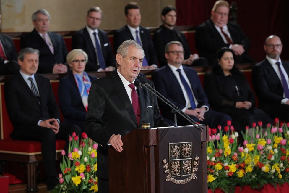 Zeman během inauguračního projevu (8. 3. 2018)