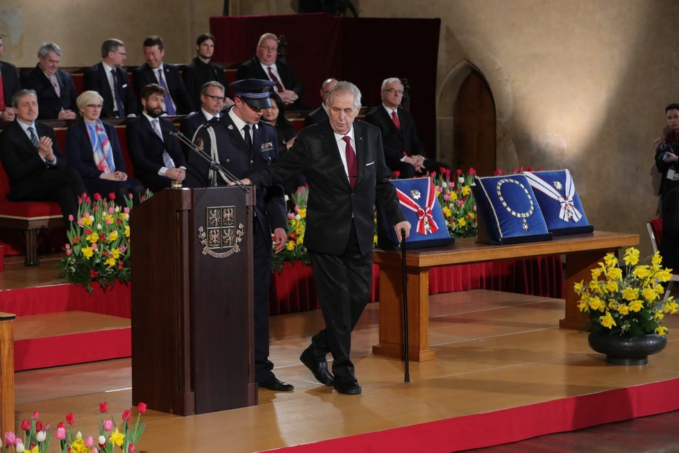 Miloš Zeman končí svůj inaugurační projev (8. 3. 2018).