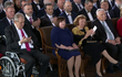 Inaugurace Petra Pavla: Miloš Zeman s manželkou Ivanou, Václav Klaus s manželkou Livií a Dagmar Havlová 