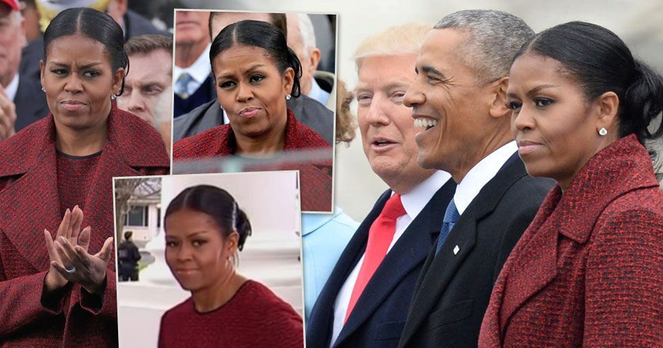 Michelle Obamová se při ceremoniálu očividně nebavila.