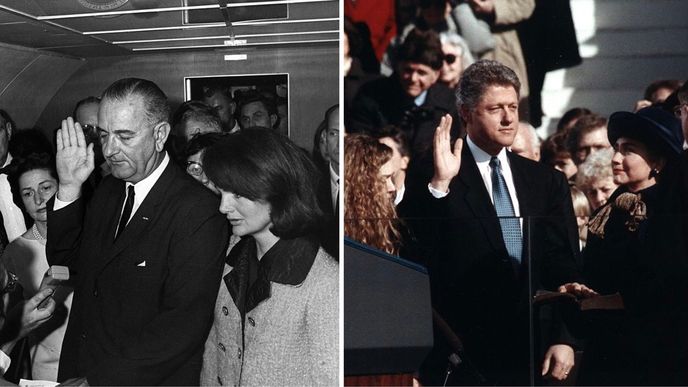 Lyndon B. Johnson a Bill Clinton při své inauguraci.