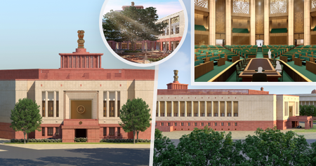 Nová budova parlamentu v indickém Dillí.