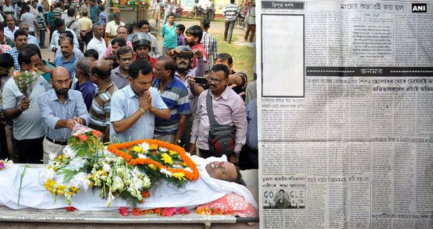 Za tři měsíce, tři mrtví novináři. Indický tisk na protest vytiskl prázdnou stránku