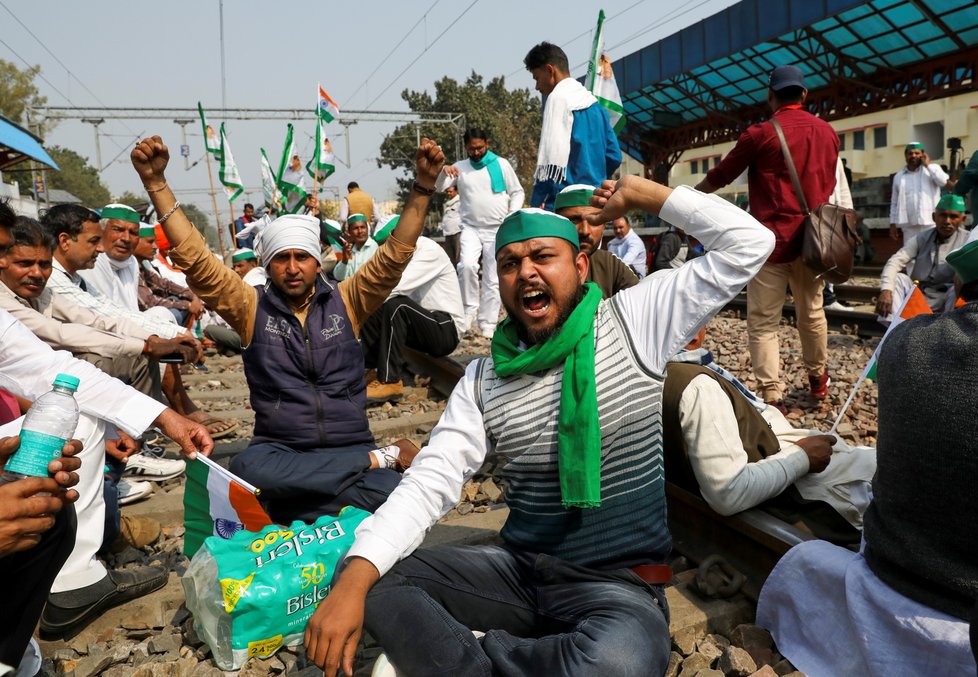 Protesty indických farmářů.