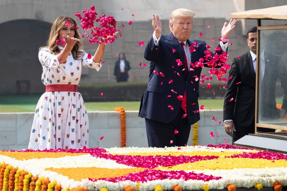 Americký prezident Donald Trump navštívil se ženou Nové Dillí kvůli jednání s indickým premiérem Naréndrou Módí