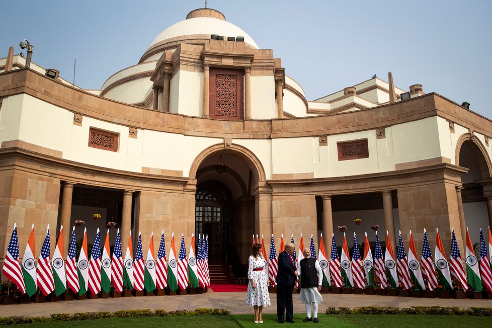 První dáma USA Melania Trumpová během státní návštěvy Indie (24.-25.2.2020).