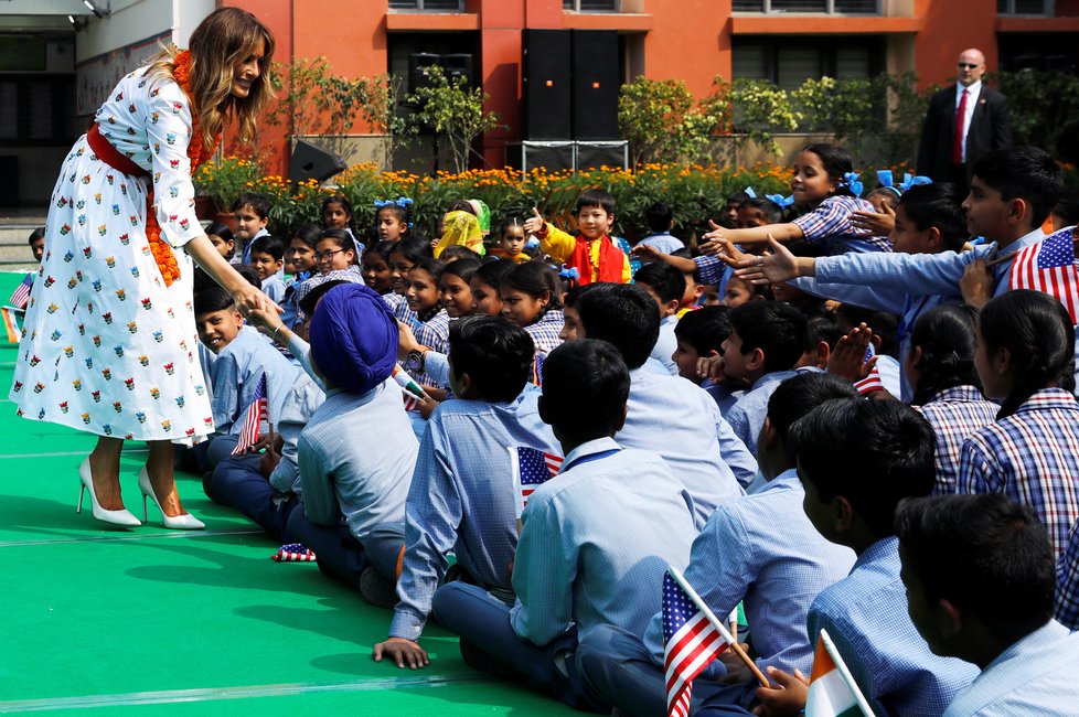 První dáma USA Melania Trumpová během státní návštěvy Indie (24.-25.2.2020).