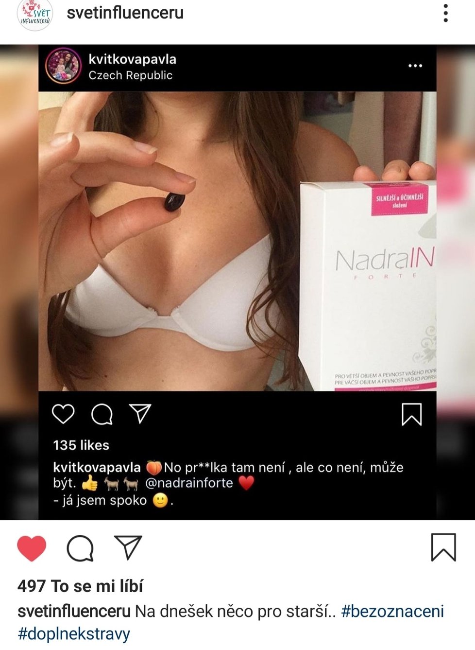 K nejbizarnějším reklamám na Instagramu patří pilulky na zvětšení prsou.