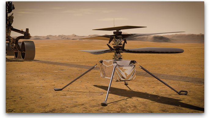 Na Marsu v současné době létávrtulník Ingenuity