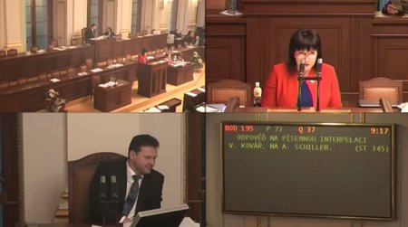 Předvánoční písemné interpelace 20.12. netáhly. Na jejich začátku seděla ve vládní lavici jen Alena Schillerová (za ANO)