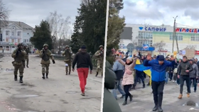 Demonstranti v Melitopolu se postavili Rusům.