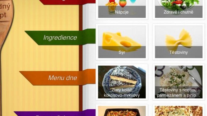 Ipad verze webu Recepty.cz