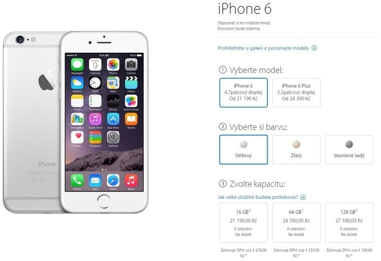 iPhone 6 v základní verzi zdražil skoro o tři tisíce.