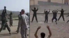 Video zachycuje irácké policejní rekruty, jak se marně snaží skákat.