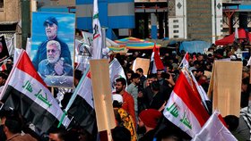 Iráčané na výročí smrti Solejmáního protestují proti USA