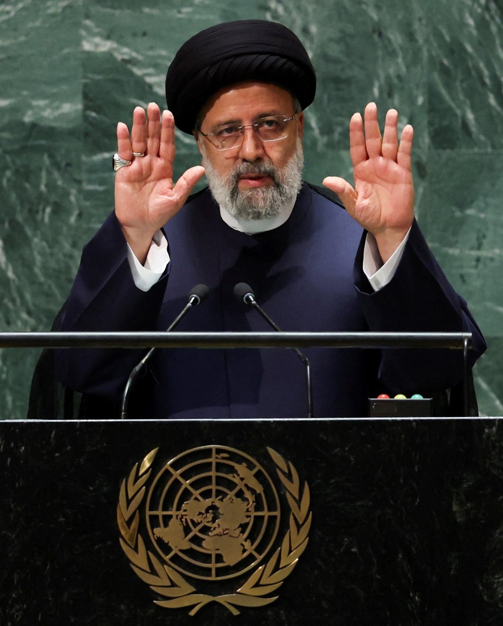 Íránský prezident Ebráhím Raísí na Valném shromáždění OSN (19. 9. 2023).