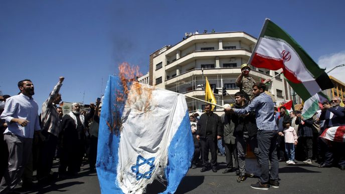 Protiizraelské protesty v Íránu.
