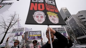 Protest proti americko-izraelským útokům proti Íránu v Soulu (29.3.2026)