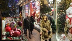 Vánoce v Íránu: Obchody rozzářily vánoční dekorace a lidé si zamilovali vánoční stromky