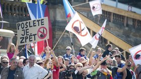 Protiislámské demonstrace na Václavském náměstí v Praze