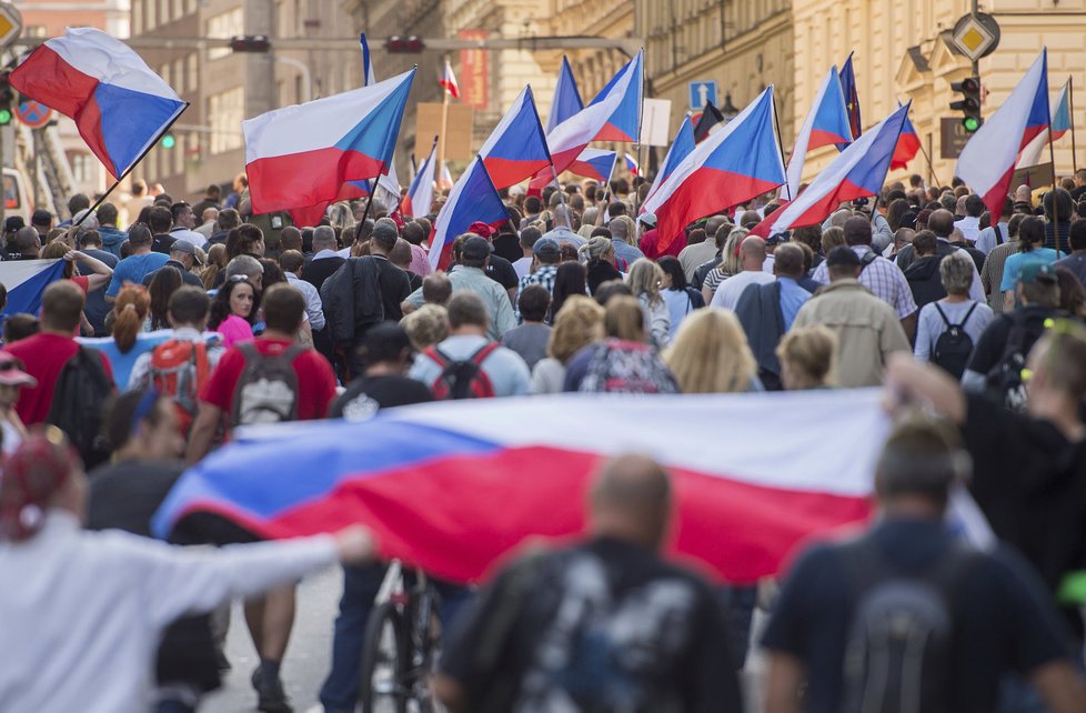 Protiislámské demonstrace na Václavském náměstí v Praze