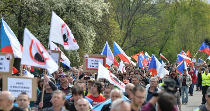 Pochod Bloku proti islámu na cestě Prahou